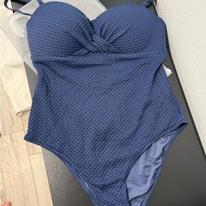 Elegant Textured Blue One Piece Swimsuit